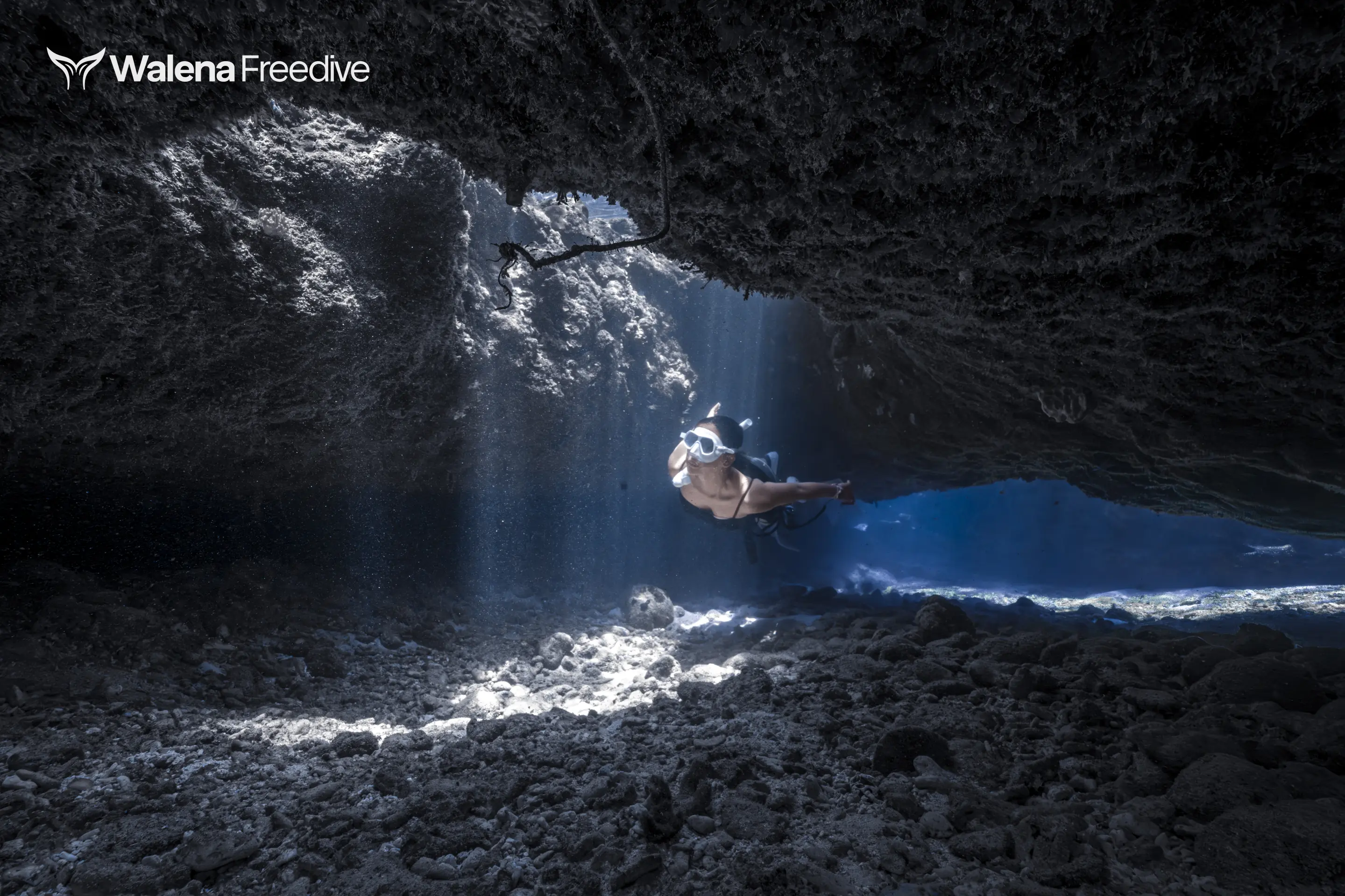 A freediver in clear Selayar Island waters